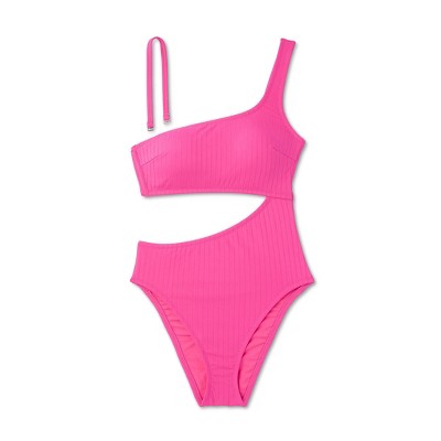 New - Shade & Shore Women's One Shoulder One Piece Swimsuit Cutout Monokini Shade & ShoreBullseye Deals