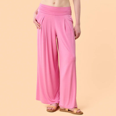 Open Box - Blogilates Women's Homebody Foldover Wide Leg Pants - Pink L