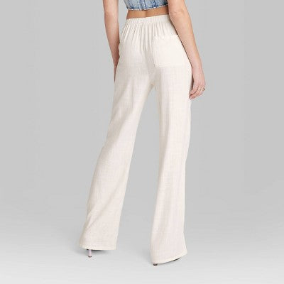 New - Wild Fable Women's Mid Rise Wide Leg Relaxed Linen Pants Wild FableBullseye Deals
