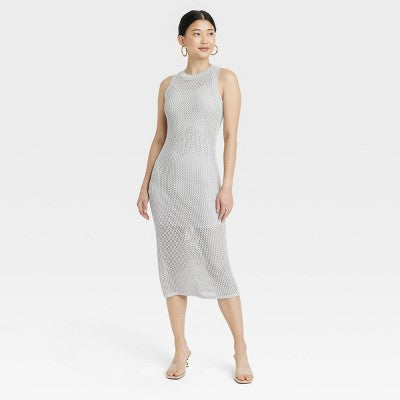 New - Women's Openwork Midi Sweater Dress - A New Day A New DayBullseye Deals