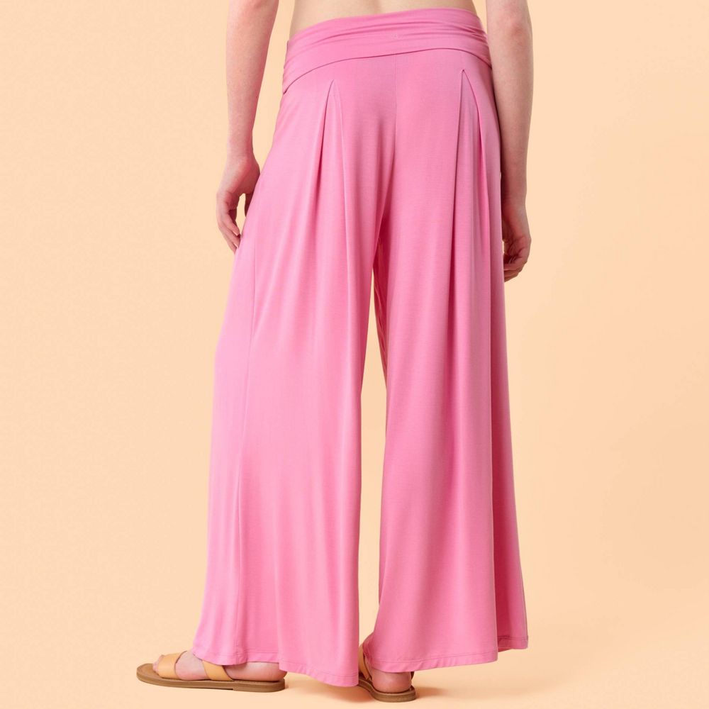 Open Box - Blogilates Women's Homebody Foldover Wide Leg Pants - Pink L