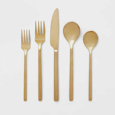 New - 20pc Ashby Flatware Set Champagne - Threshold™: Stainless Steel Silverware, Service for 4, Dishwasher-Safe