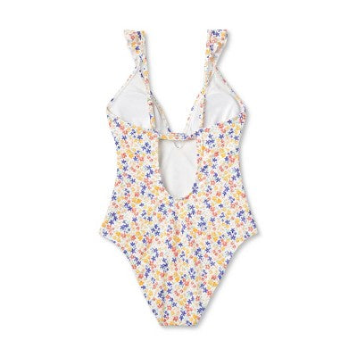 Shade & Shore Women's Ruffle One Piece Swimsuit Plunge Swimwear Shade & ShoreBullseye Deals