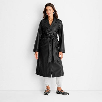 Women's Faux Leather Trench Coat A New DayBullseye Deals