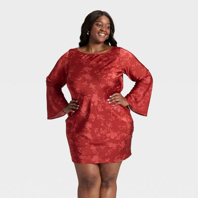 New - Women's Twist Back Mini Dress - A New Day™ Red Floral 2X