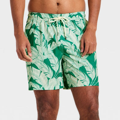 New - Men's 7'' Swim Trunks with Boxer Brief Liner - Goodfellow & Co™ Green Leaf L
