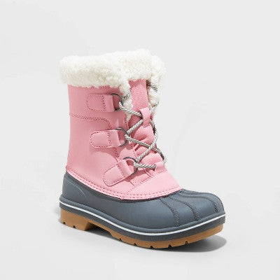 New - Cat & Jack Kids Faux Fur Lace-Up Mid Calf Winter Boots Waterproof Cat & JackBullseye Deals