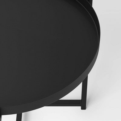 Open Box - Room Essentials Outdoor Steel Round Side Table Tray Top End Side Table Room EssentialsBullseye Deals