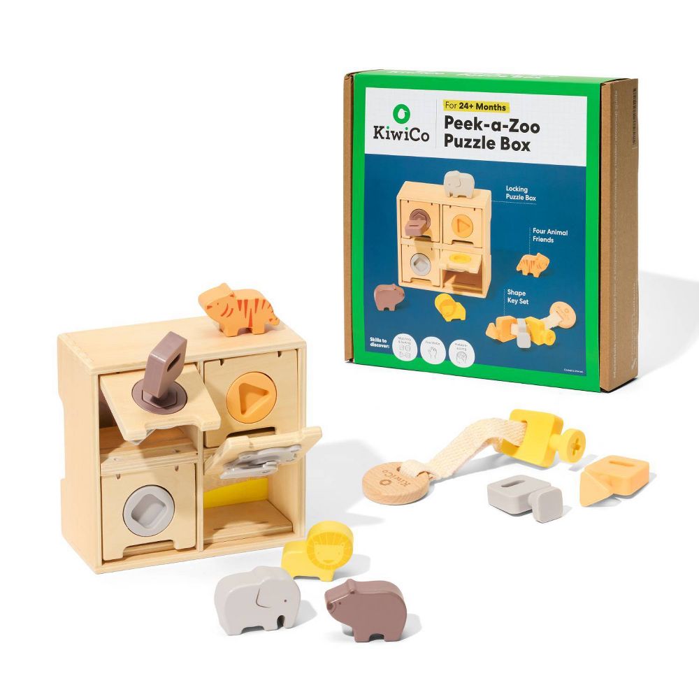 New - KiwiCo Activity Play Center 24m+ - Peek-a-Zoo Puzzle Box 10pc