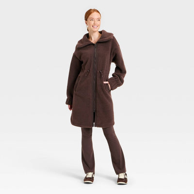 New - Women's Long High Pile Jacket - All In Motion™ Brown XS