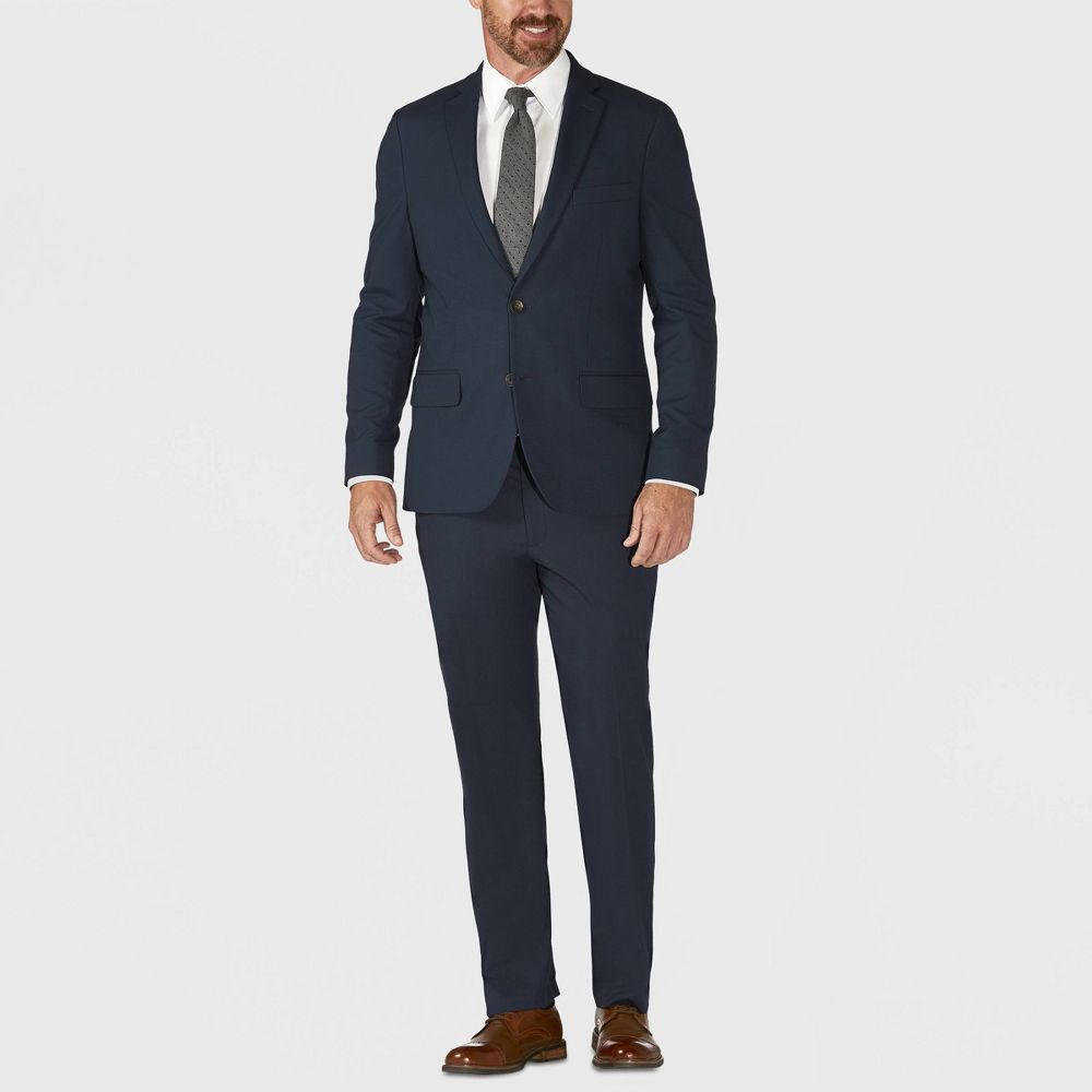 New - Haggar H26 Men's Tailored Fit Stretch Suit Jacket - Blue 40R: Heavyweight Polyester Blend, Notched Collar, 5 Pockets