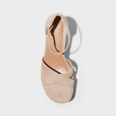New - A New Day Women's High Block Heel Platform Sandals Buckle Memory Foam A New DayBullseye Deals