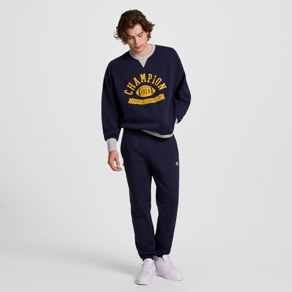 New - Champion Men's Physical Education Colorblocked Sweatshirt - Navy XL