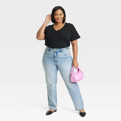 New - Ava & Viv Womens High Rise Regular Fit Full Straight Leg Jeans Midweight Ava & VivBullseye Deals