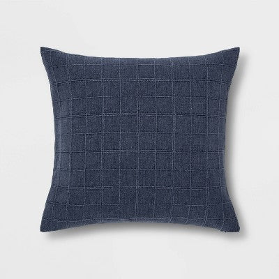 New - Oversized Woven Washed Windowpane Square Throw Pillow ThresholdBullseye Deals