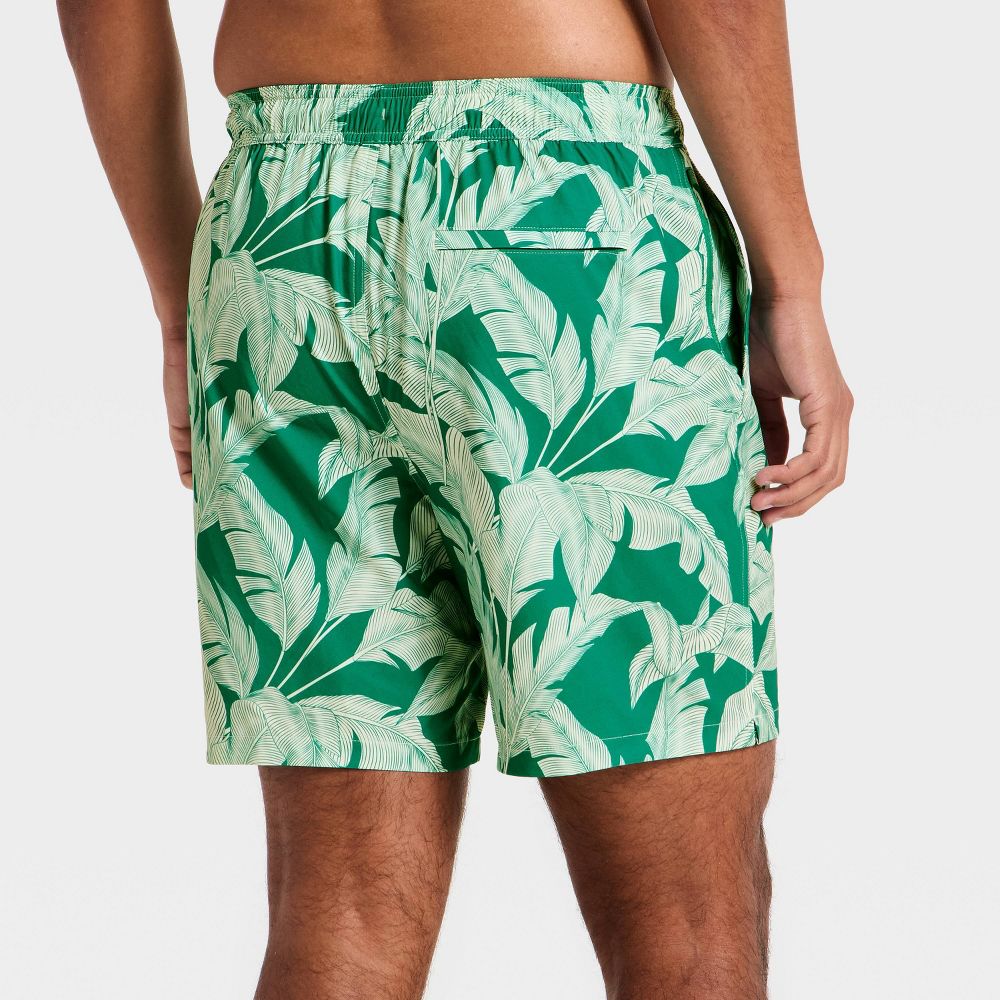 New - Men's 7'' Swim Trunks with Boxer Brief Liner - Goodfellow & Co™ Green Leaf L
