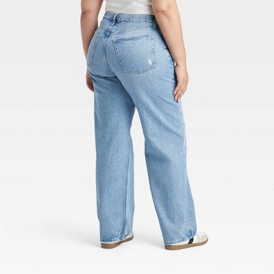 Open Box - Universal Thread Women's Mid-Rise Baggy Jeans Classic 90's Vintage Straight Fit Universal ThreadBullseye Deals