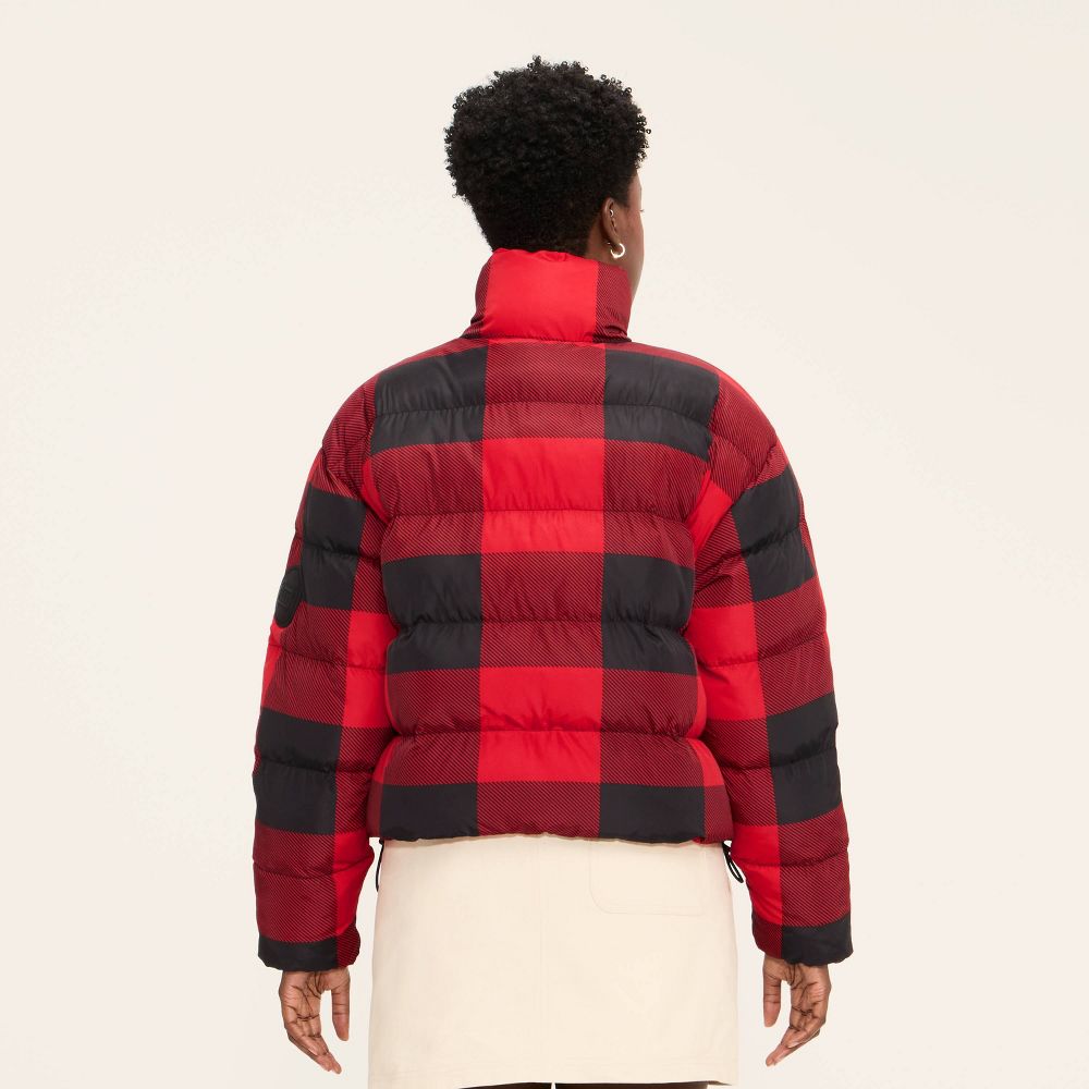 New - Women's Buffalo Check Puffer Jacket - Woolrich x Target Red/Black XXS
