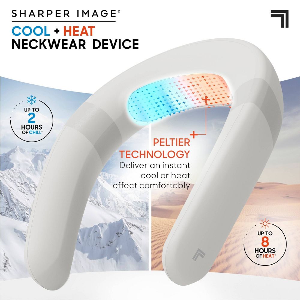 New - Sharper Image Cordless Cool and Heat Neckwear Device White