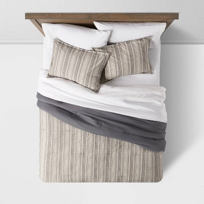 New - Threshold 7-Piece Comforter & Sheet Set Cotton Blend Lightweight ThresholdBullseye Deals