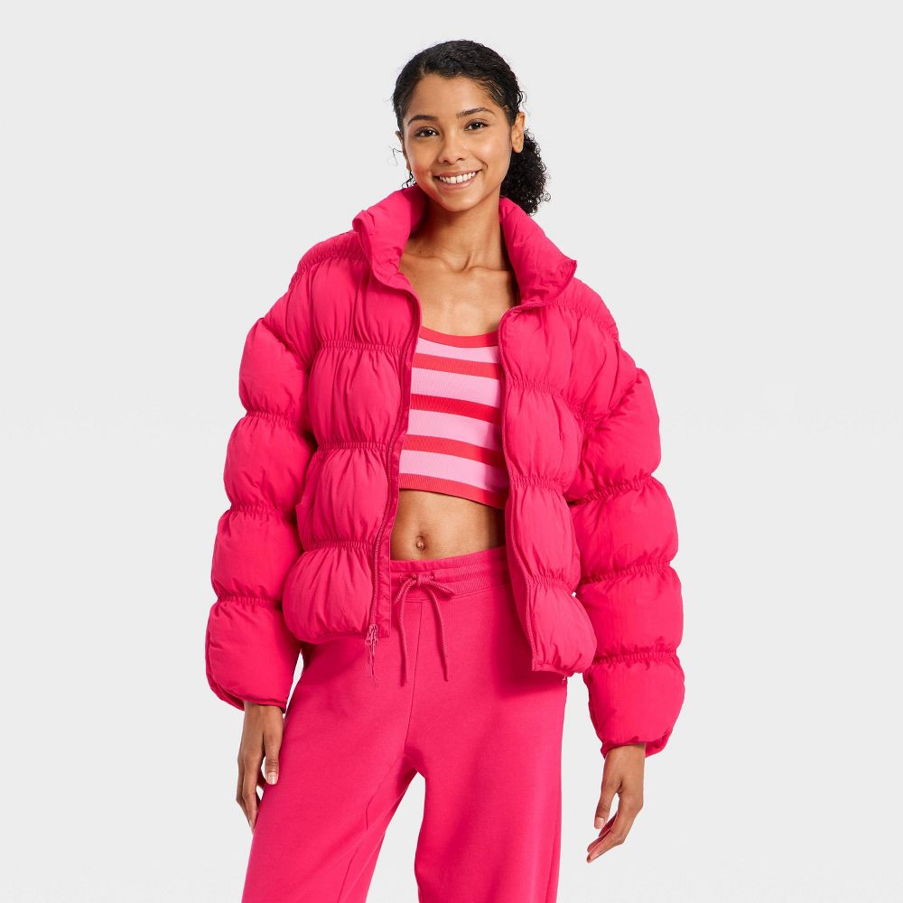 New - Women's Puffer Jacket - JoyLab™ Dark Pink XXS