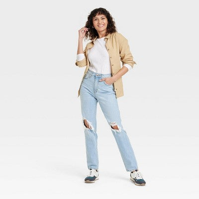 Universal Thread Women's High-Rise Straight Distressed Ripped Jeans, Light Wash Universal ThreadBullseye Deals
