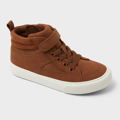 New - Kids' Robert Sneaker Boots - Cat & Jack™ Cognac 6: Zipper, Hook & Loop, Padded Collar