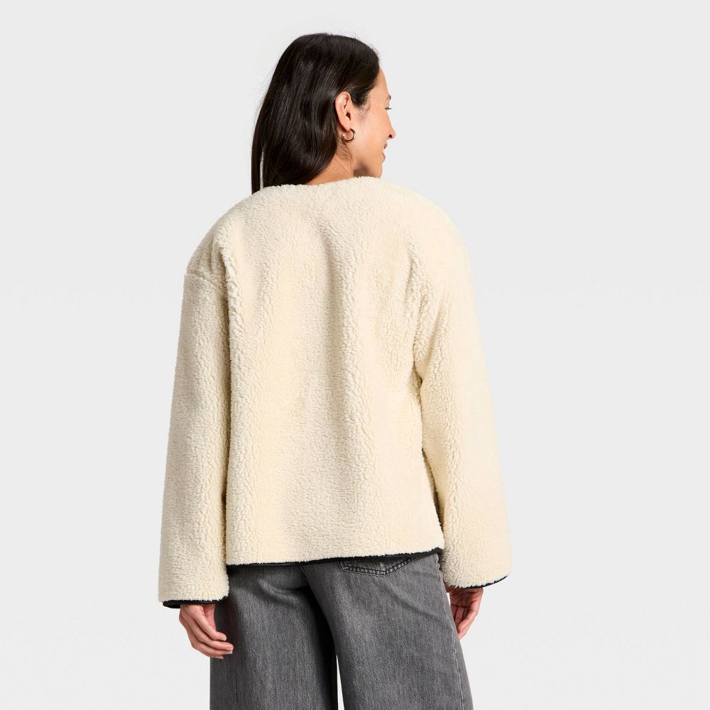 New - Women's Faux Sherling Coat - Universal Thread™ Cream XL