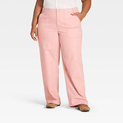 New - Women's Mid-Rise Straight Leg Cargo Pants - Universal Thread™ Pink 20