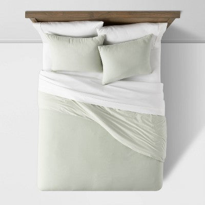 New - Threshold Duvet Cover Set 100% Cotton Sateen Solid 250TC ThresholdBullseye Deals