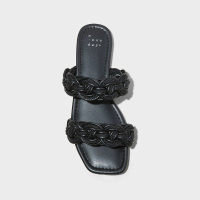 New - A New Day Women's Buckle Flat Heel Slide Sandals Open Slip-On Memory Foam A New DayBullseye Deals