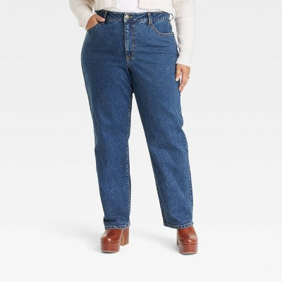 New - Ava & Viv Womens High Rise Regular Fit Full Straight Leg Jeans Midweight Ava & VivBullseye Deals
