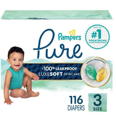 New - Pampers Pure Protection Diapers Pack - Size 3 -116ct