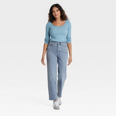New - Women's High-Rise Straight Jeans - Universal Thread Universal ThreadBullseye Deals