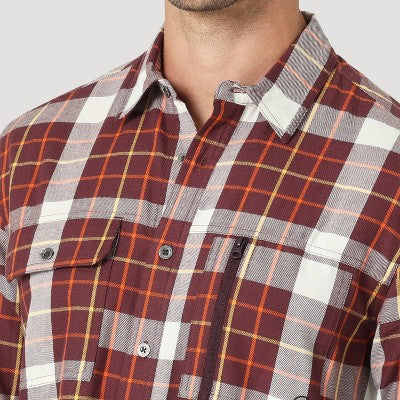 New - Wrangler Men's Button Up Flannel Shirt Basic Front Flap Pocket Zipper WranglerBullseye Deals