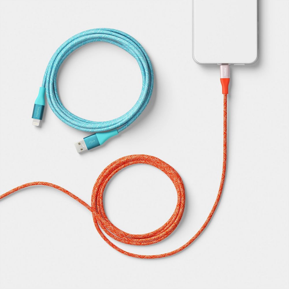 New - 10ft USB-A to Lightning Braided Cable - 2pk - heyday™ Turquoise Poppy