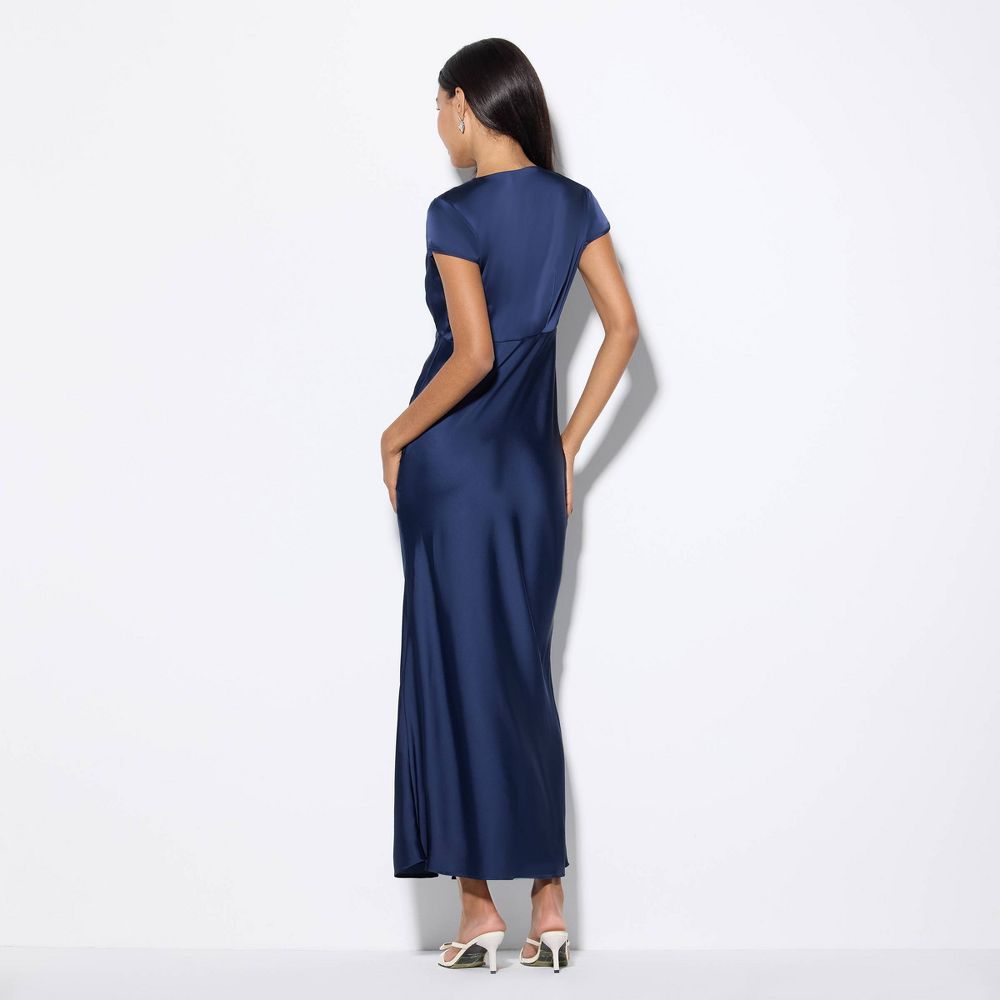 New - Women's Cap Sleeve Tie-Front Maxi Dress - Wild Fable™ Navy Blue XXL
