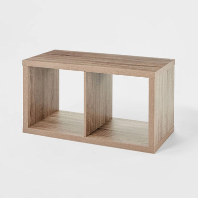 New - 13'' 2 Cube Organizer Weathered Gray - Brightroom™: MDF Bookshelf with Anti-Tip Hardware, 13" Cubby Storage System