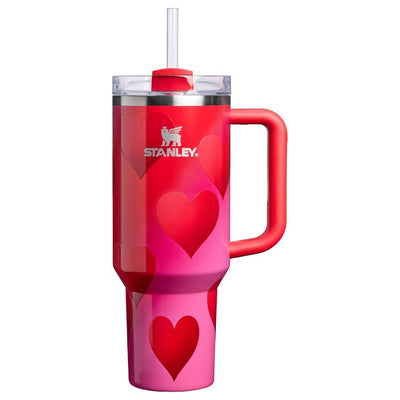New - Stanley 40 oz Stainless Steel H2.0 Flowstate Quencher Tumbler Rouge Heart Gradient