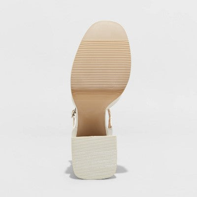 Wild Fable Women's Chunky Block High Heel Buckle Pumps Ankle Strap Memory Foam Wild FableBullseye Deals