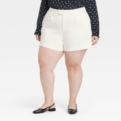 New - Women's High-Rise Tailored Shorts - A New Day™ White 17: Recycled Polyester, Inside Pocket