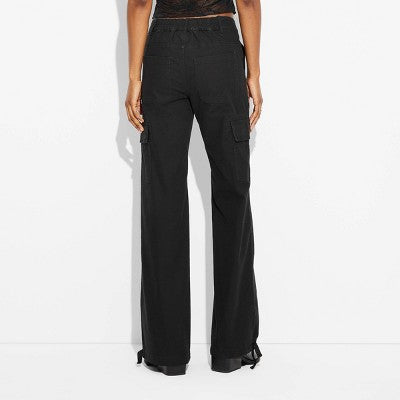 New - Women's Mid-Rise Flare Cargo Pants - Wild Fable Wild FableBullseye Deals