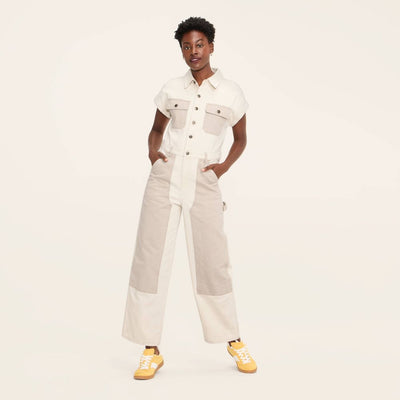New - Women's Short Sleeve Western Jumpsuit - Woolrich x Target Cream 14