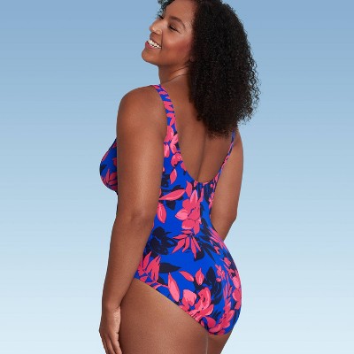New - Aqua Green Women's Cinch Front One Piece Swimsuit UPF 50+ Full Coverage Aqua GreenBullseye Deals