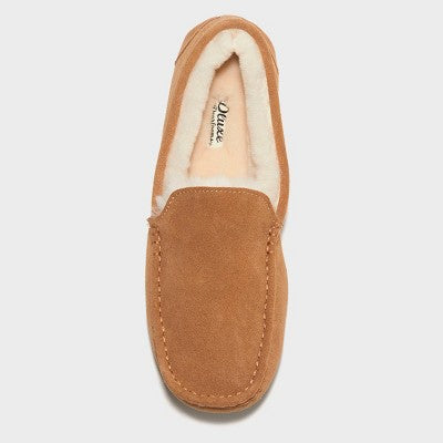 Open Box - dluxe by dearfoams Men's Nelson Shearling Moccasin Slippers dluxe by dearfoamsBullseye Deals