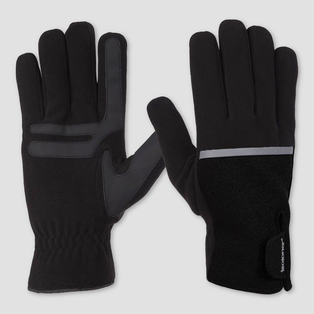 New - Isotoner Men's Tech Stretched Fleece Gloves - Black L