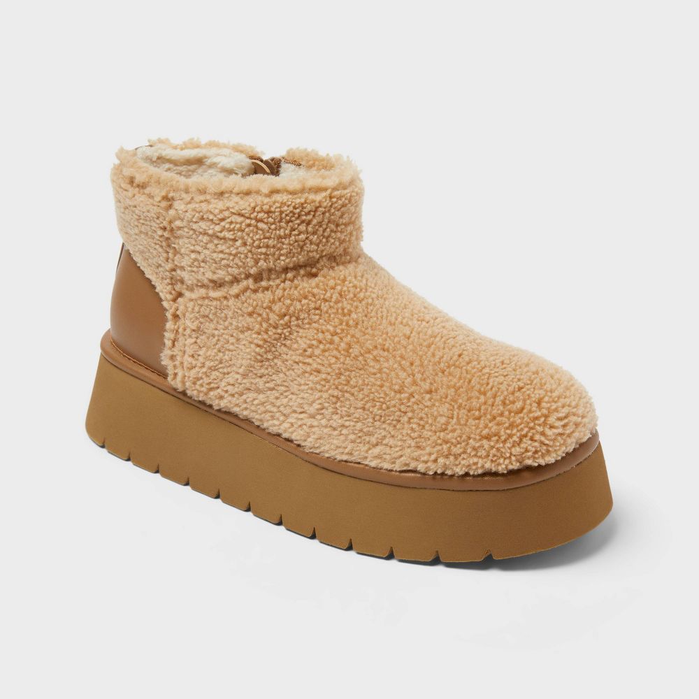 Open Box - Women’s Missy Faux Suede Boots with Memory Foam Insole - Wild Fable™ Beige 12