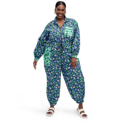 New - Diane von Furstenberg Nylon Long Sleeves Straight Leg Jumpsuits, Jazz Dots Green Diane von Furstenberg for TargetBullseye Deals