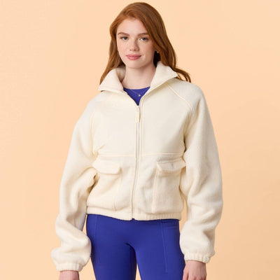 New - Blogilates Women's Bonfire Fleece Jacket - Cream M