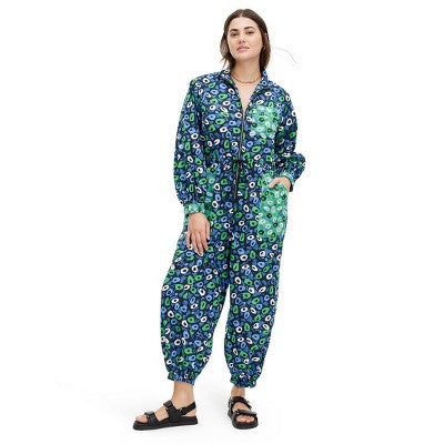 New - Diane von Furstenberg Nylon Long Sleeves Straight Leg Jumpsuits, Jazz Dots Green Diane von Furstenberg for TargetBullseye Deals
